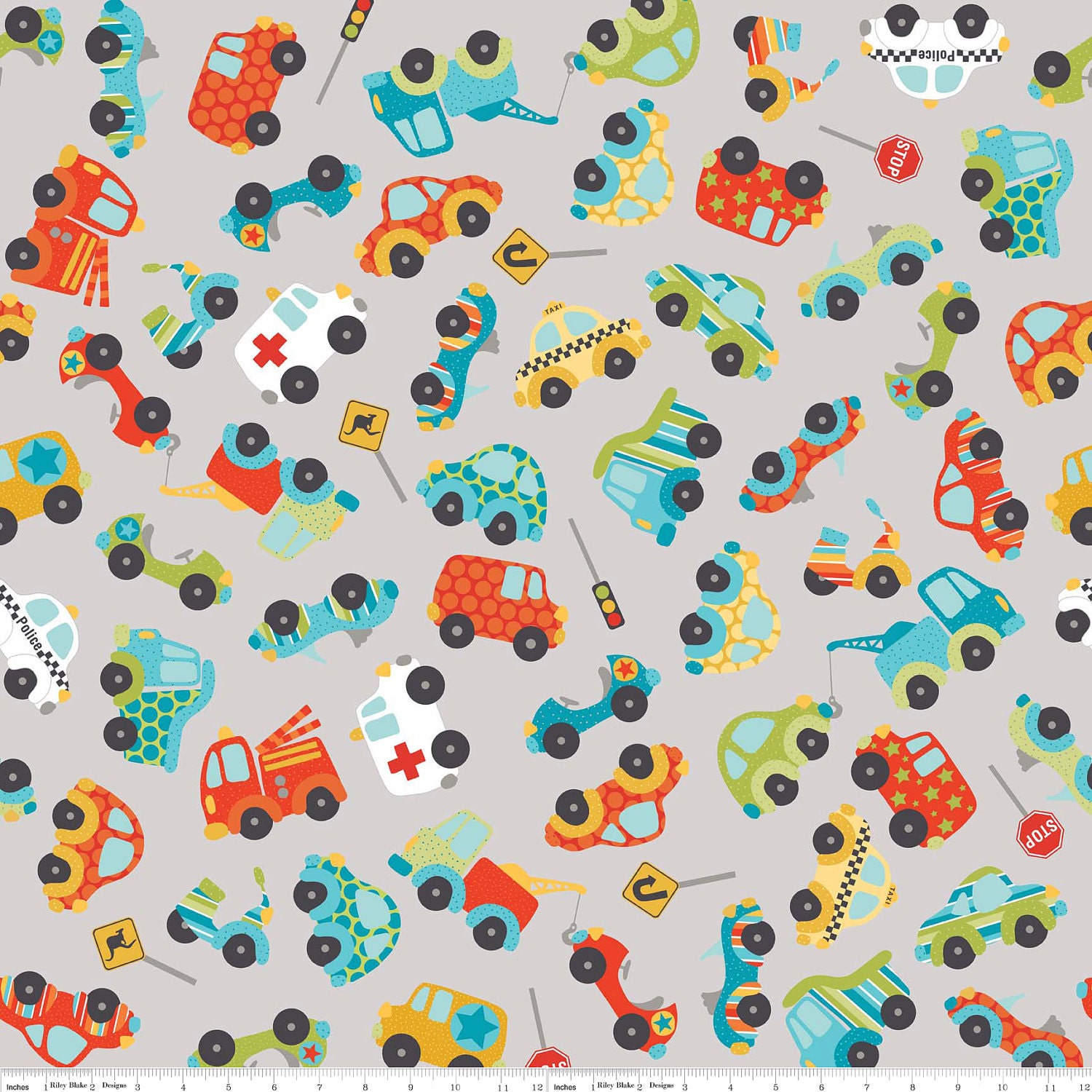 SALE Peak Hour Fabric by Kelly Wulfsohn for Riley Blake, Peak Hour Main in Gray-1 Yard or by the yard