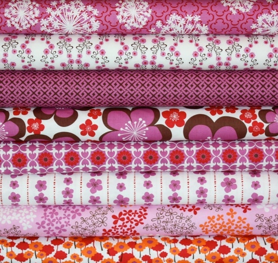 ORGANIC Pick a Bunch fabric by Nancy Mims for Robert Kaufman, 1/2 Yard Bundle- 8 total
