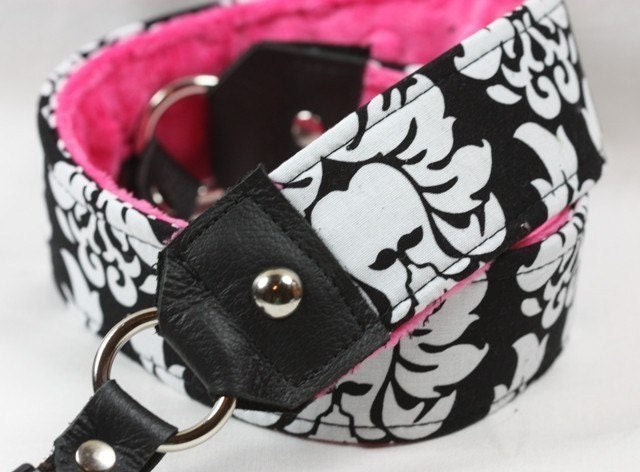 Black and Hot Pink Camera Strap for DSLR -Premier Edition with quick release