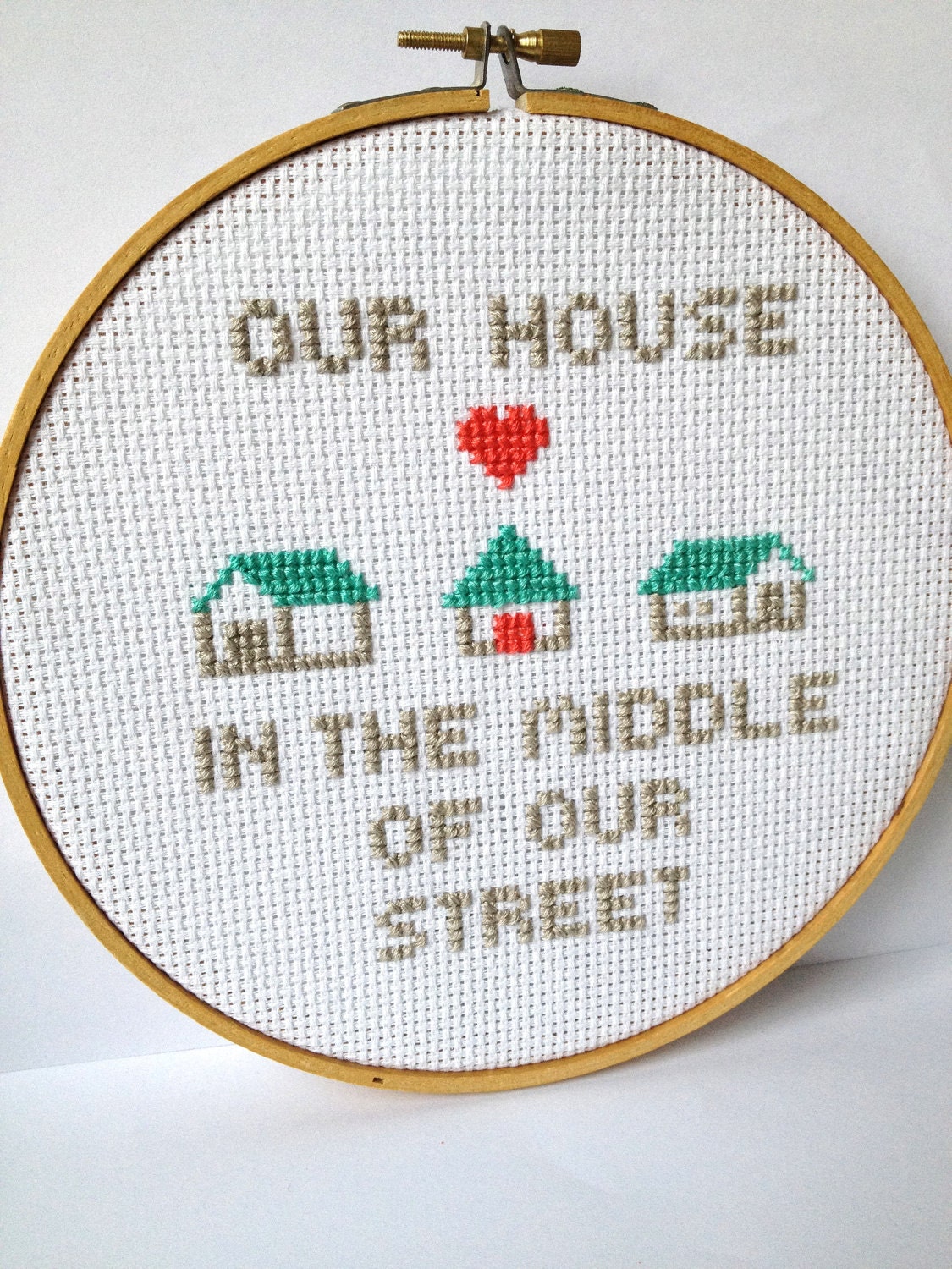 Embroidery Hoop Art. Music Lyrics. Our House in the Middle of Our Street by Madness.