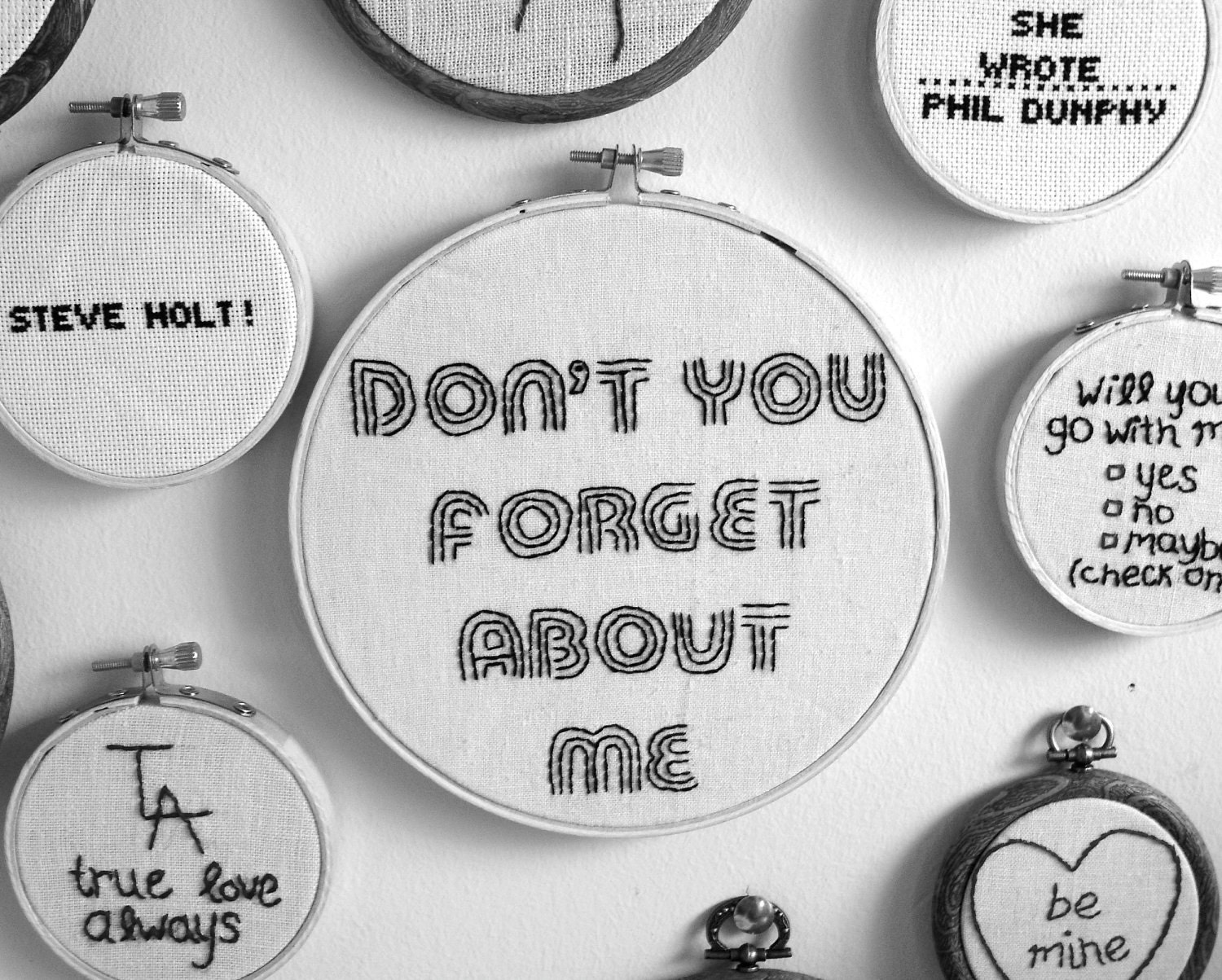 Embroidery Hoop Art, Lyrics. Don't You Forget About Me. Embroidery Hoop Art