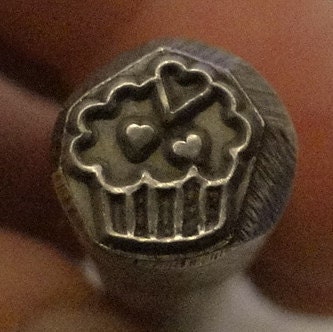 Big Design Stamp - CUPCAKE by WonderStruck Studios - 3/8 in (9.5mm) - includes How to Stamp Metal tutorial - IN sTOCK - Ready to sHIP