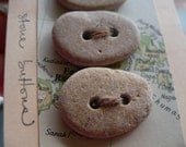 STONE BUTTONS...4 sweet hand drilled buttons organic pebble ocean wave grey sand notion valentine