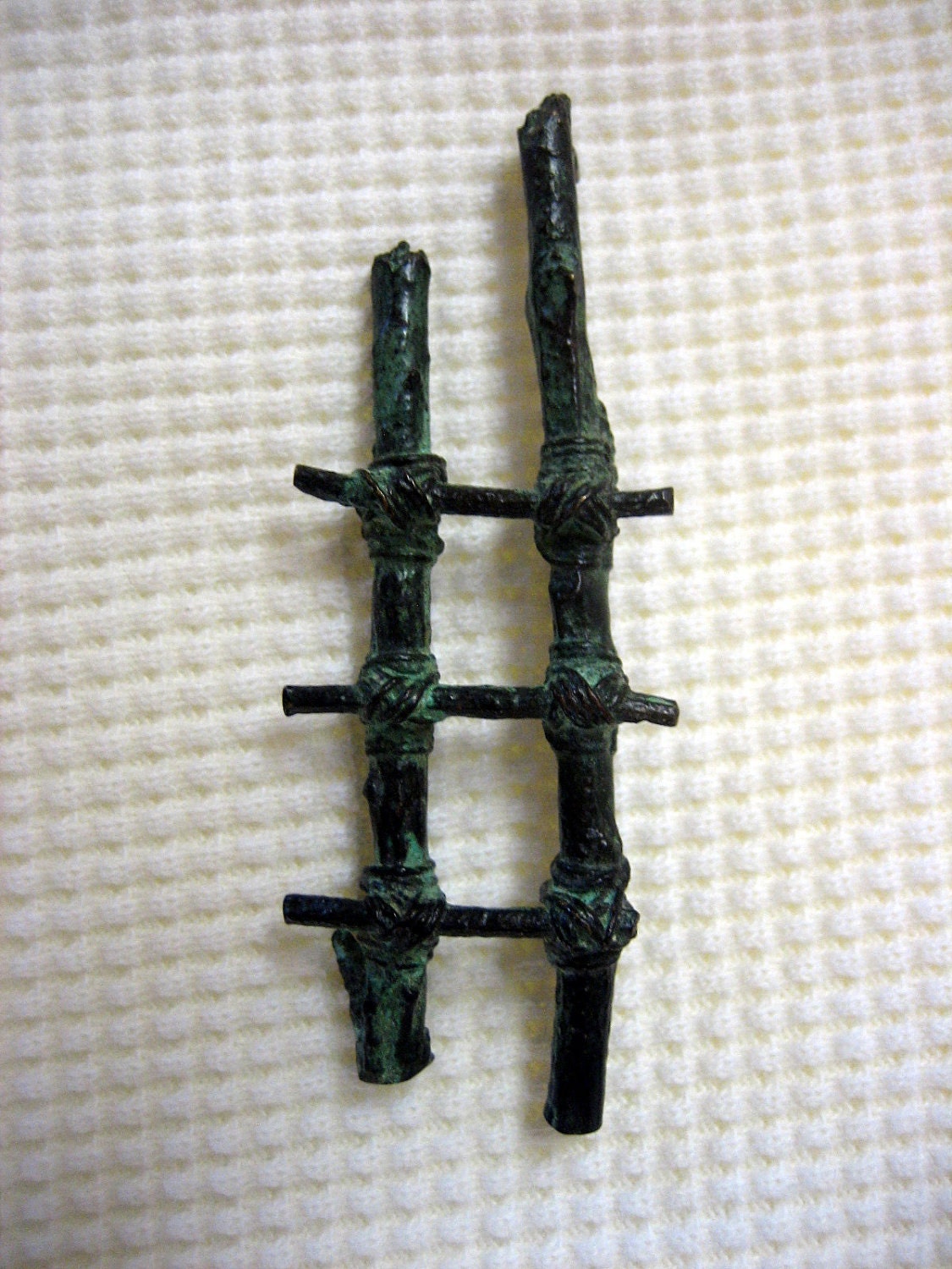 Vintage Hand Cast Bronze Ladder Brooch Mystery Artist D G