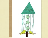 Happy Mother's Day Card - The Best Mom Card - Bird House with Birds