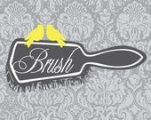 Yellow and Gray Bathroom Art Set - Bird on Bathtub, Brush and Perfume - One 8x10 and Two 5x7 Art Prints
