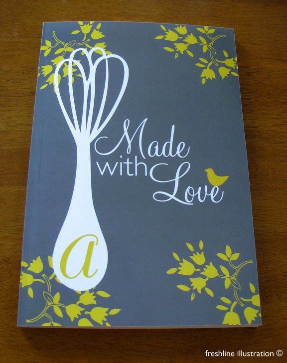 Recipe Book - Yellow and Grey Kitchen Mixer with Monogram - Custom Recipe Book