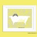 Yellow and Gray Art - Bathroom Art Decor - Love Bird on Bathtub 10x8 Art Print
