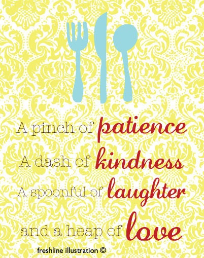 Kitchen Wall Art - Inspirational Quote - 8x10 Art Print - Yellow, Teal, Red, Blue