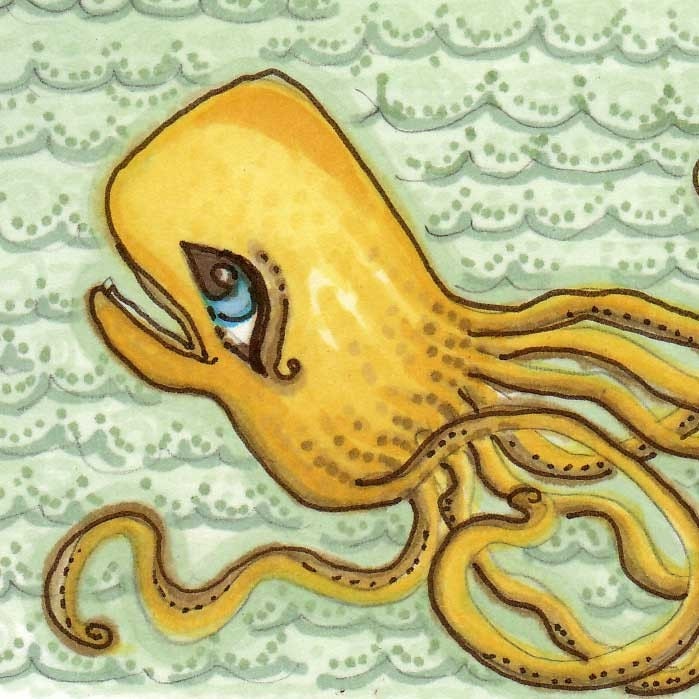 ACEO Original Girl Squidwhale by Rebecca Salcedo EBSQ