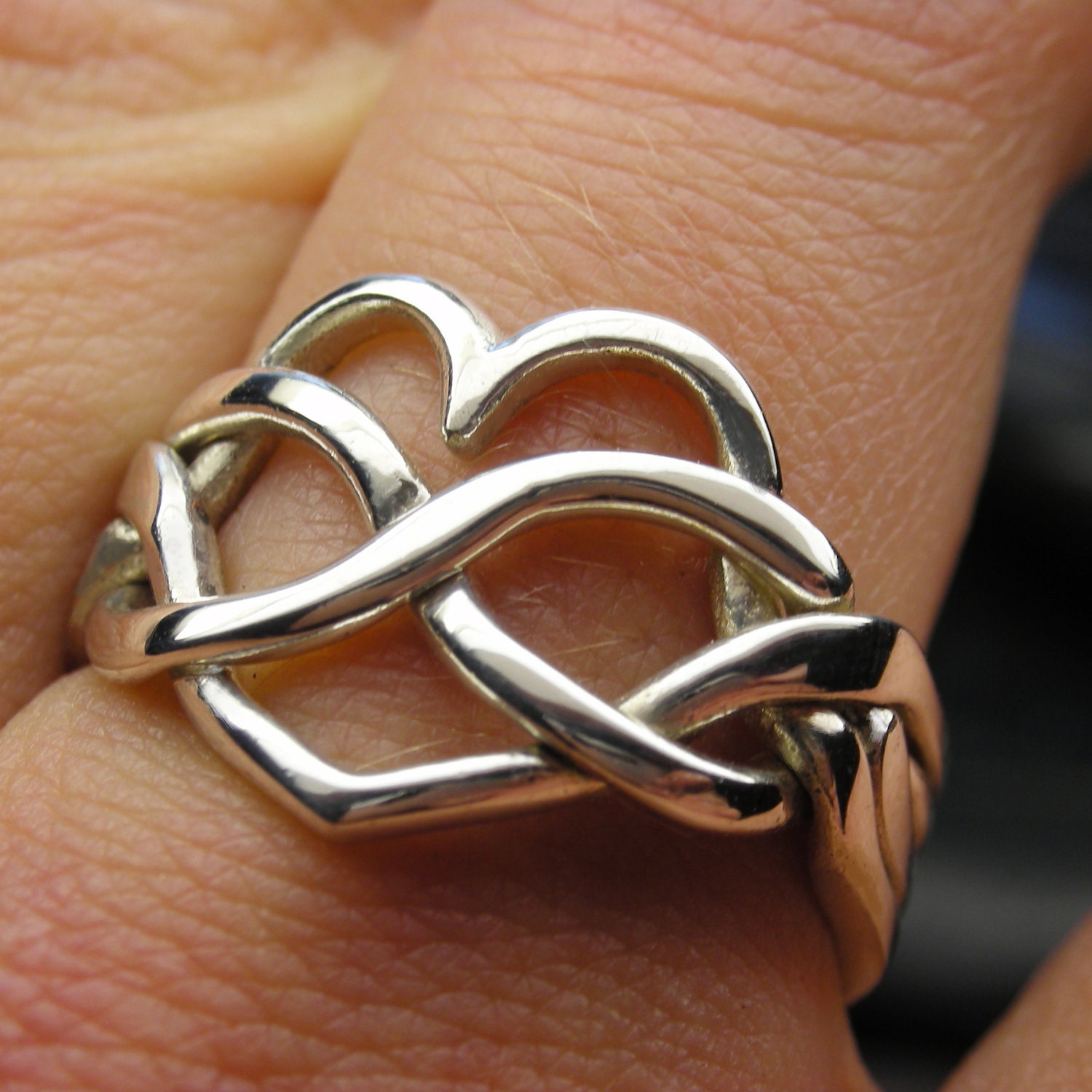 Heart infinity puzzle ring in sterling silver - Handmade to your size