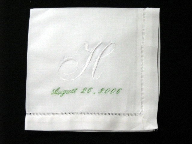 Monogrammed Embroidered Ladies Bridal and/ or Mens Wedding Handkerchief
