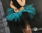 Layered two tone gothic adult dance tutu Black and teal -- You choose size -- Sisters of the Moon
