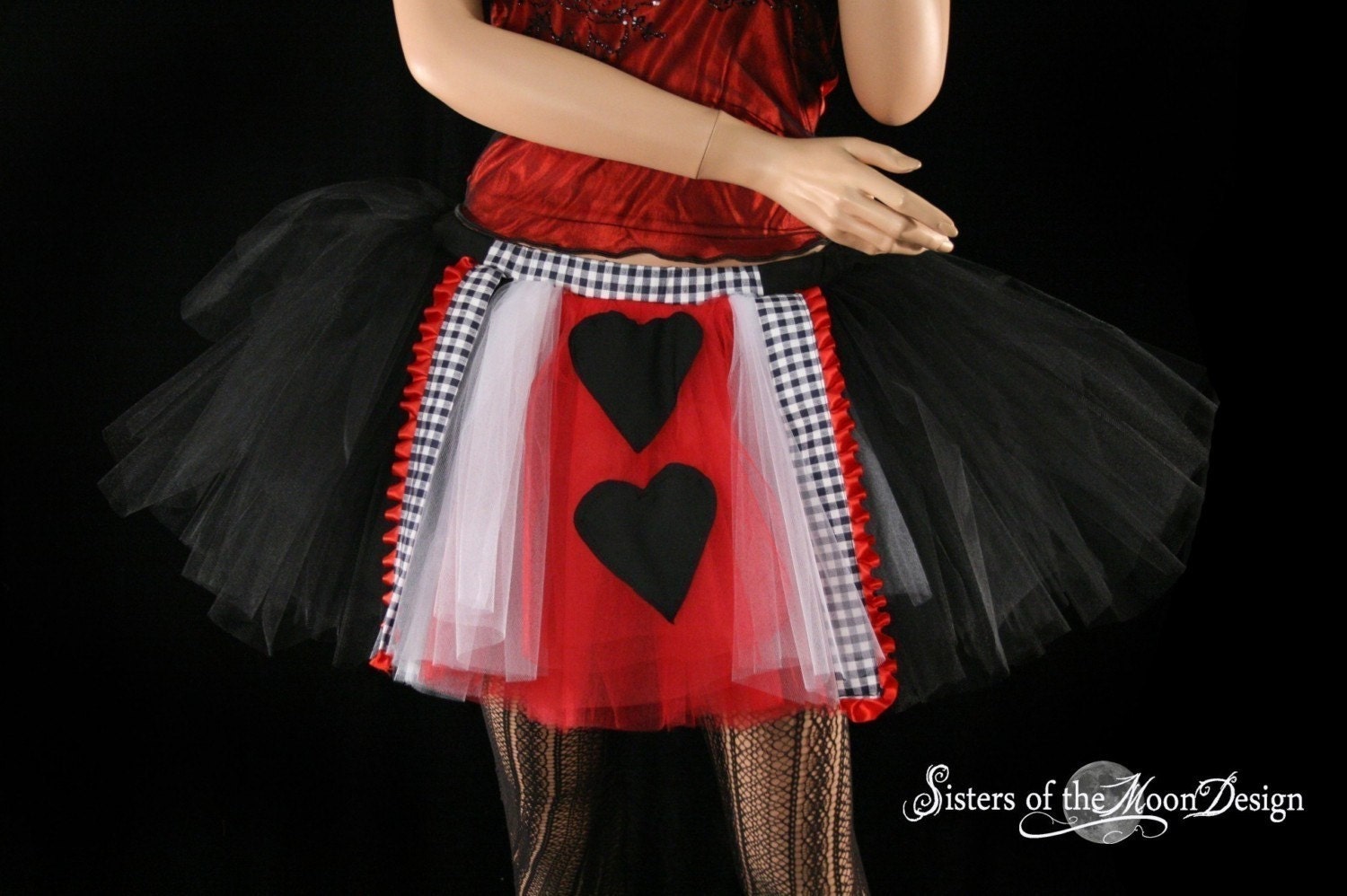 tutu skirt Queen Of Hearts red and black adult-- You Choose Size Halloween