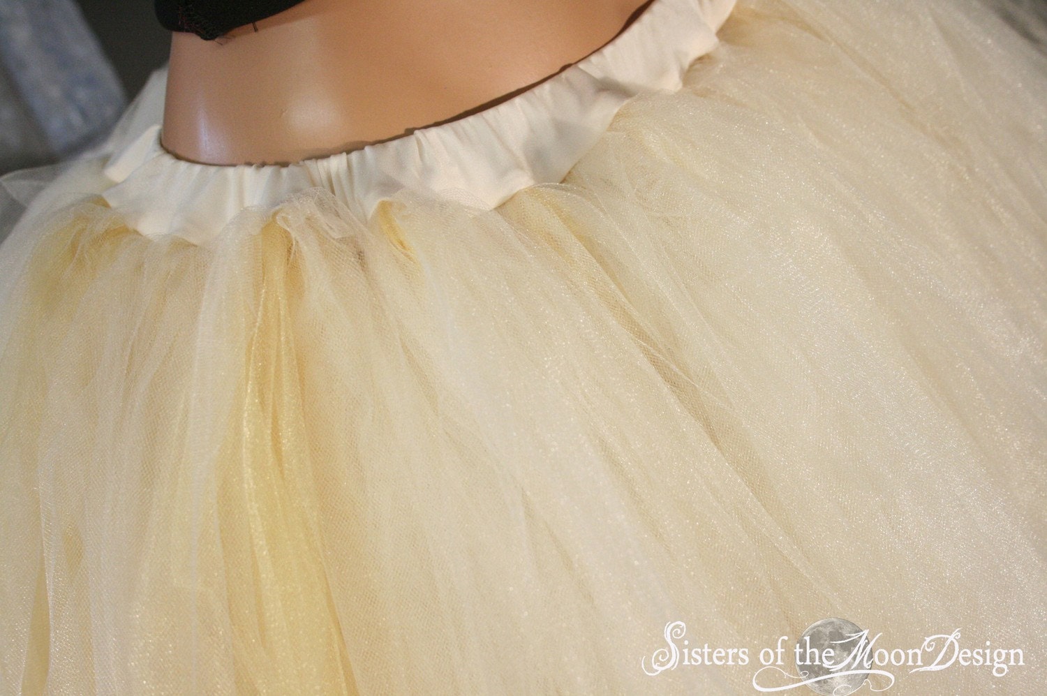 floor length tutu Bridal Glimmer skirt Streamer formal Ivory Gold adult wedding costume steampunk --You Choose Size -- Sisters of the Moon
