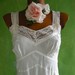 STUNNING White Rayon Vintage 40s Full Slip Lace Faggoting 38