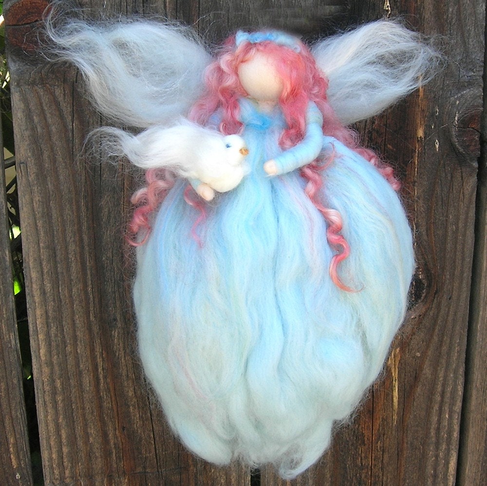 Peace Blessing Fairy Needle felted wool fairy angel Waldorf inspired with Dove