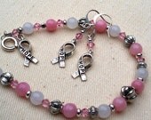 HOPE - Breast Cancer Awareness Ribbon Earring and Bracelet Set