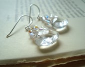 Bridal Jewelry Clear Rainbow Crystal and Glass Briolette Earrings