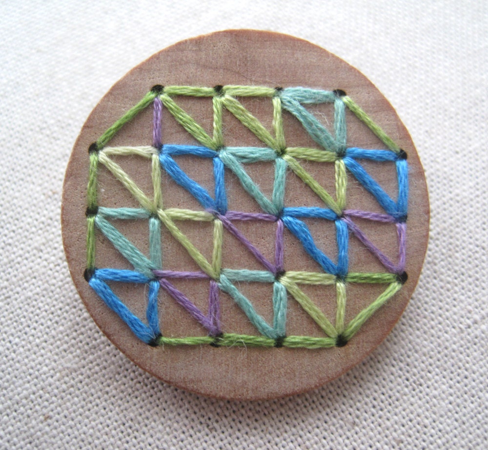 Geometric Pattern: Embroidery on wood