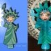 OOAK Lady Liberty- Hand painted Doll - wood peg doll - collector piece