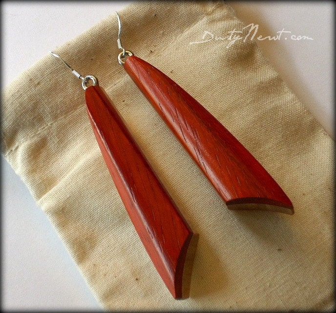 Wood Earrings - Paduak and Birdseye Maple - Bow Style