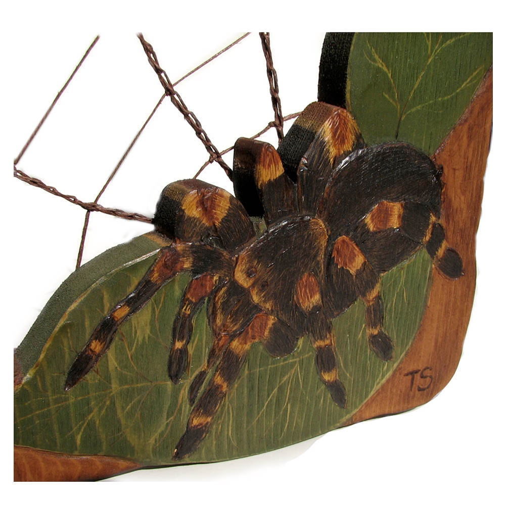 Guardian of your jewelry - Rustic  Spruce Hemp Tarantula Spiderweb Frame Holder by Tanja Sova