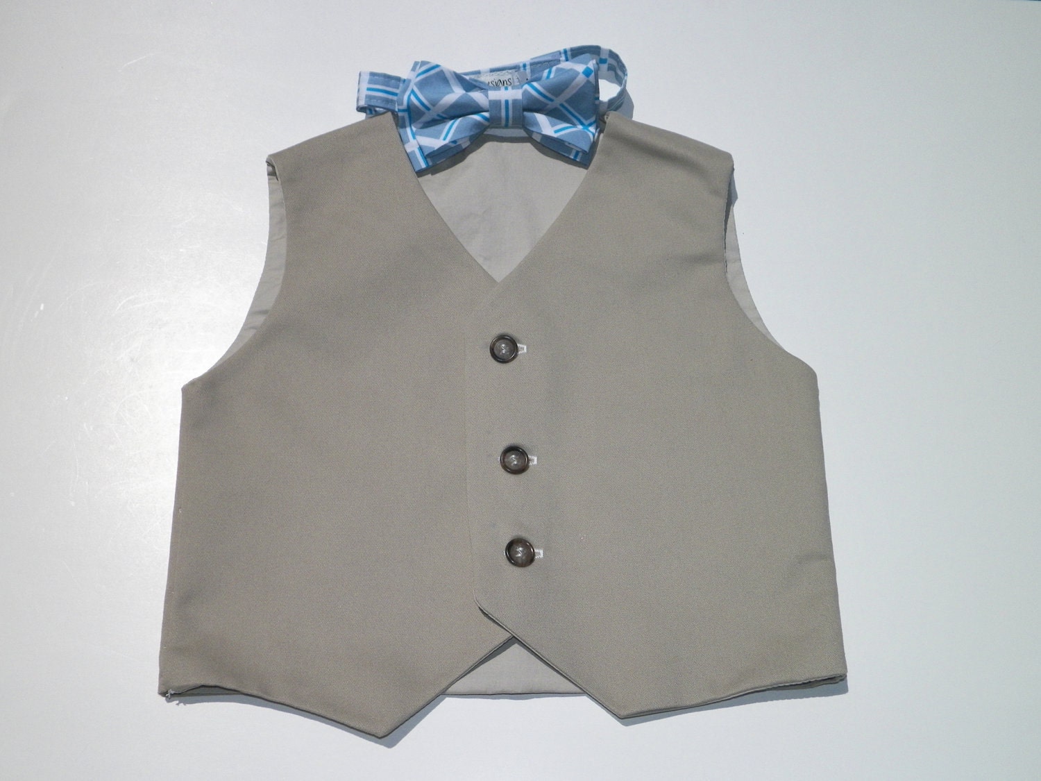 Ready to ship Boy's size 4/5 year Tan Vest and Bow Tie