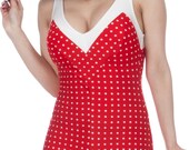 Iris Onepiece Polka-Dotted Swimsuit in Red/White (S-2X)