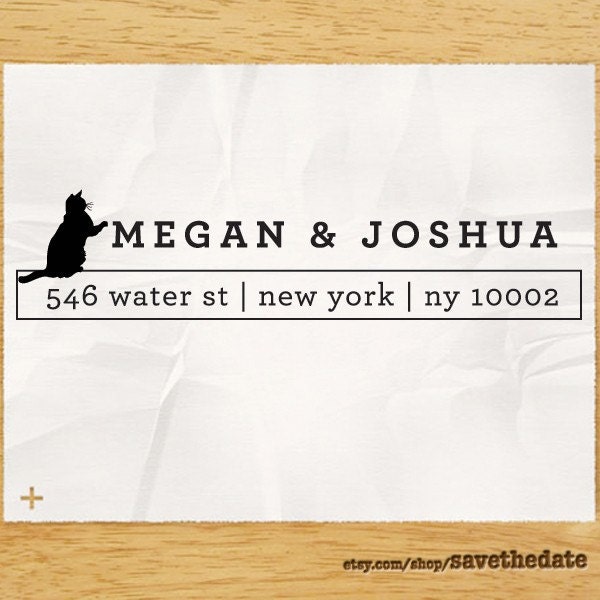 CUSTOM ADDRESS STAMP - Eco Friendly & self inking, gifts for wedding, housewarming, etsy labels, return address stamp "Cat Lover"
