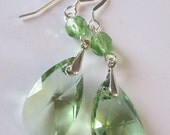 Bridal Jewellery wedding jewellery bridal accessories Bridesmaids Apple Green Swarovski Crystal Drop Earrings