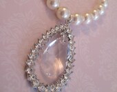 Bride-Bridesmaid-Swarovski Rhinestone Dangle Pearl Neckalce Bridal Jewelry Bridal Accessories