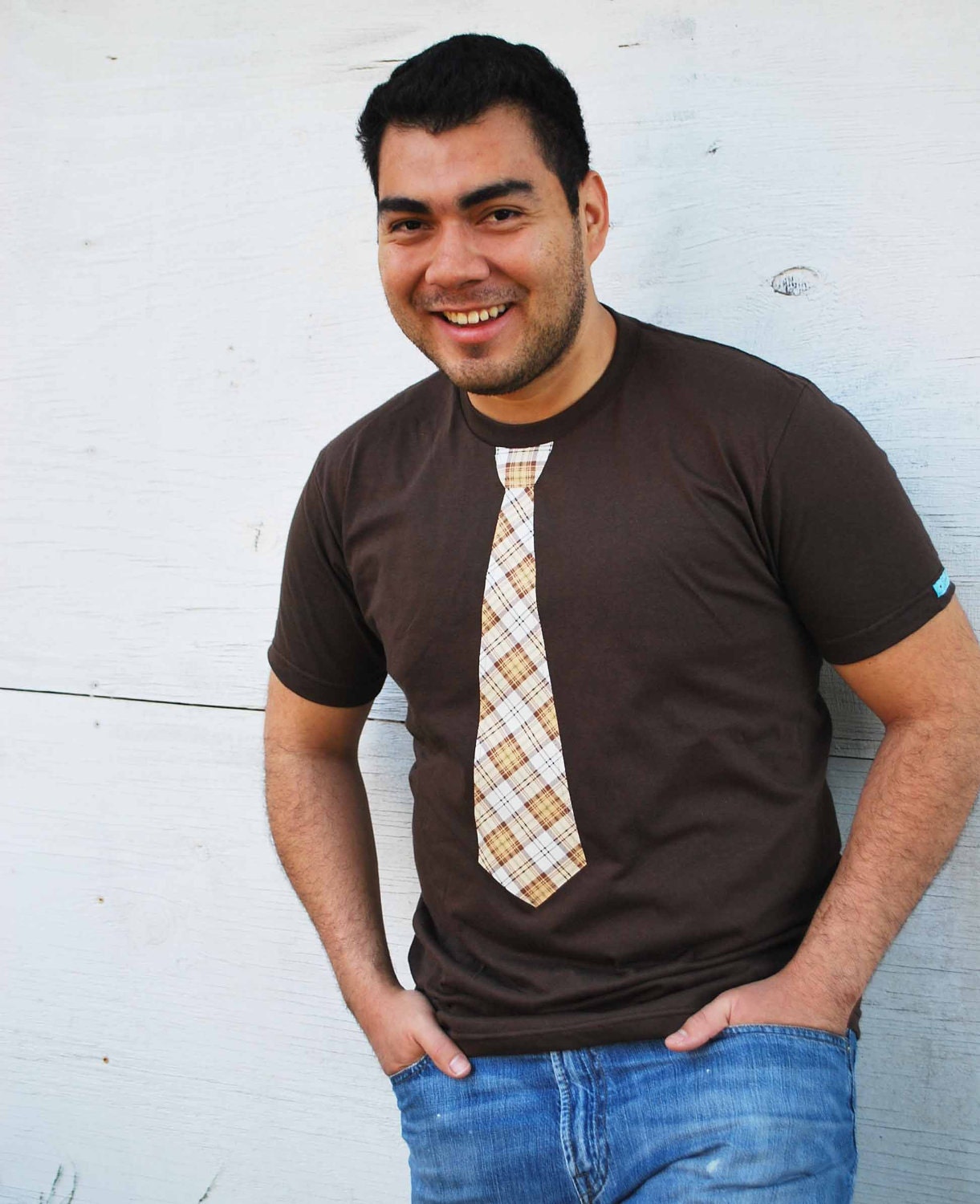 MENs NECKTIE TSHIRT........ Shorts sleeves Fine jersey t-shirt  with  a Necktie Applique ...........Cute and fun men's shirt