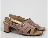 60's Vintage Suede Gold Studded Gladiator Sandals