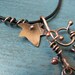 Copper Ivy Leaf and Vine Necklace with Garnets on Black Leather Cord