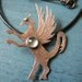 Copper Griffin with Prehnite Stone Necklace on Leather Cord