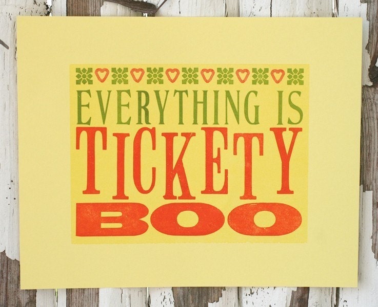 Tickety Boo letterpress print