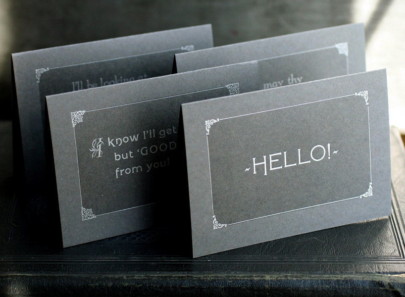 Silent Film inspired cards SET OF 5 multipack