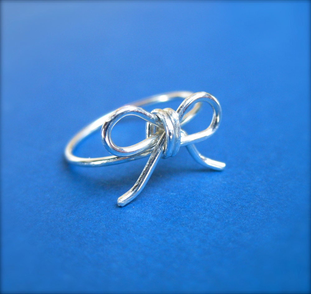 Sterling Silver Bow Ring, Handmade Ring, Wire Ring