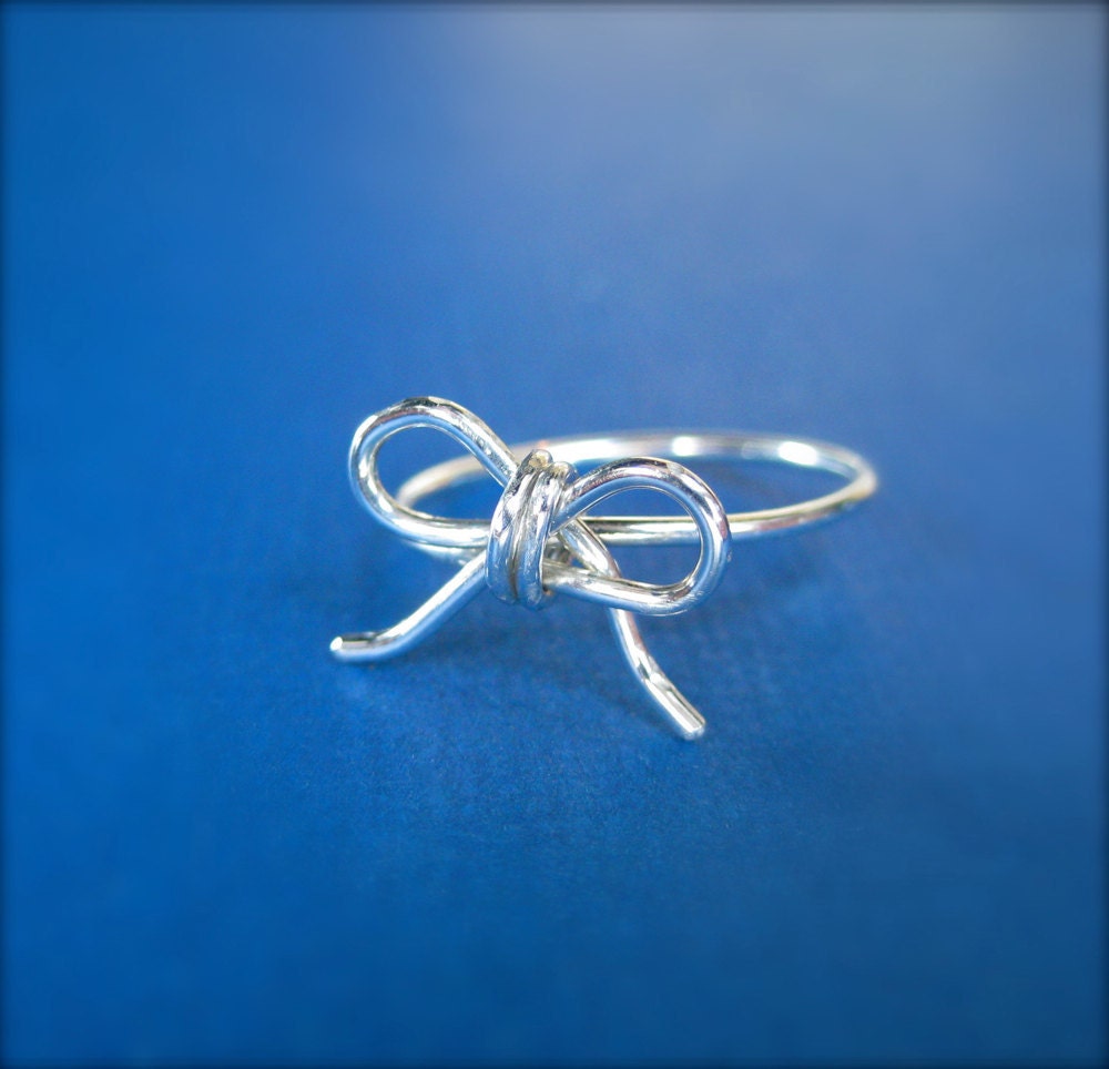 Sterling Silver Bow Ring, Handmade Ring, Wire Ring