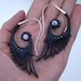 Feathers of love Earrings - black wood, abalone, sterling silver
