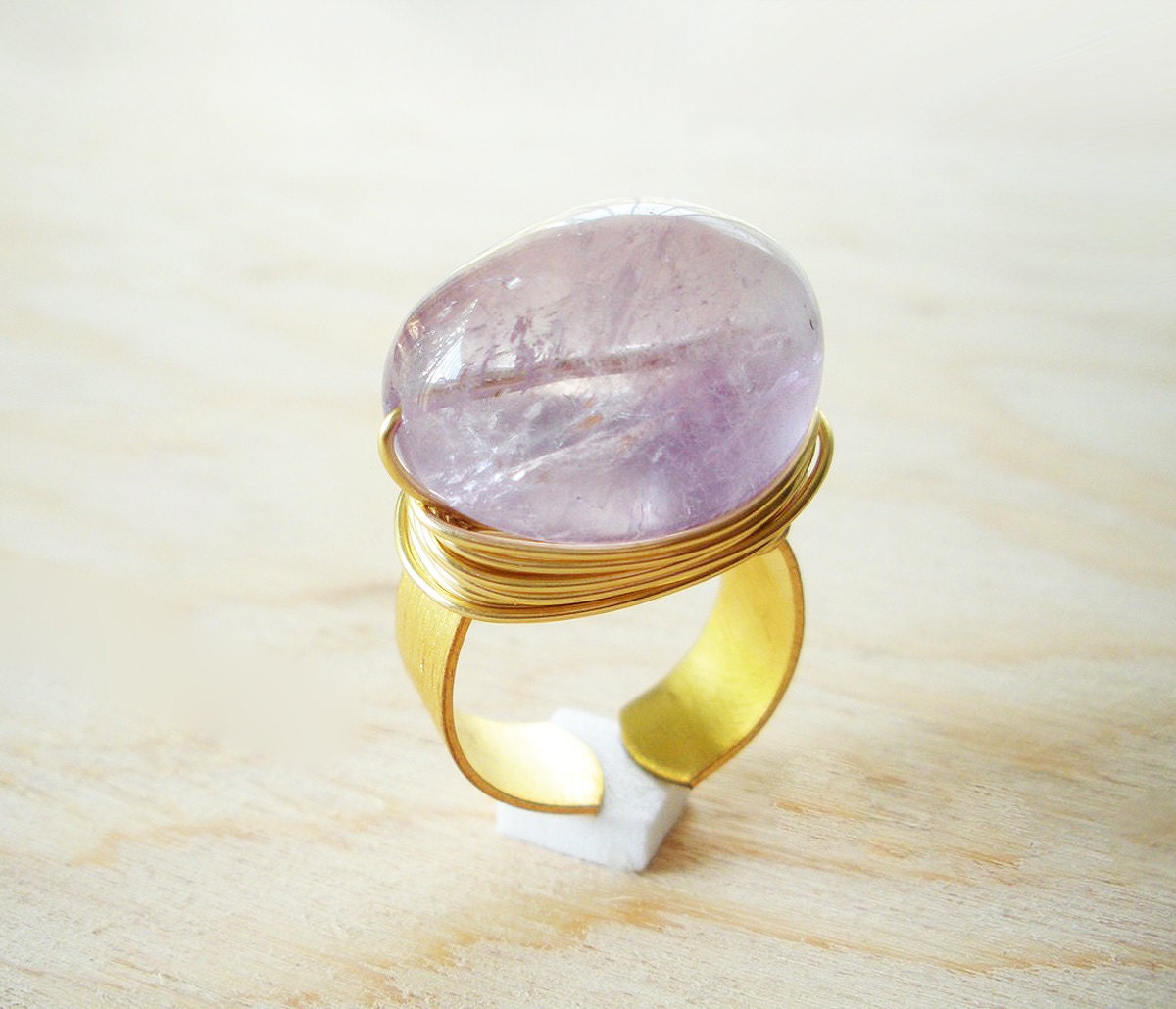 Amethyst Stone Adjustable Wire Ring