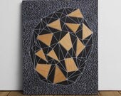 Geode 1 - Original 8" x 10" Art, Wood Veneer & Illustration on Matte Black Wood Panel - WoodAndPaperCo