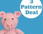 KNITTING PATTERN DEAL - 3 Animal Toy Patterns - you choose (pdf)
