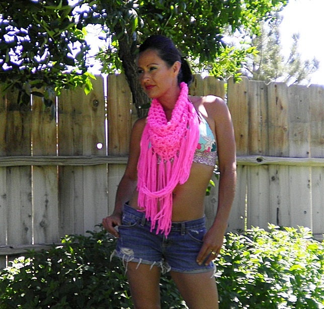 Hot Pink Triangle Neckscarf Mini by NonasNote On Sale was 15 now 10
