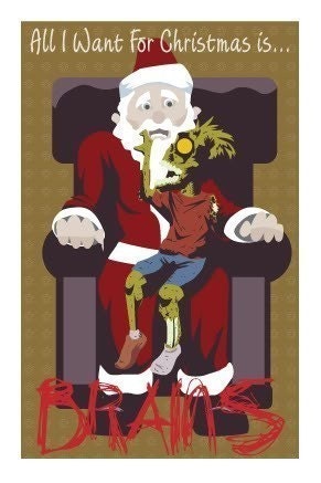 Zombie Christmas Wish Geeky Greeting Card