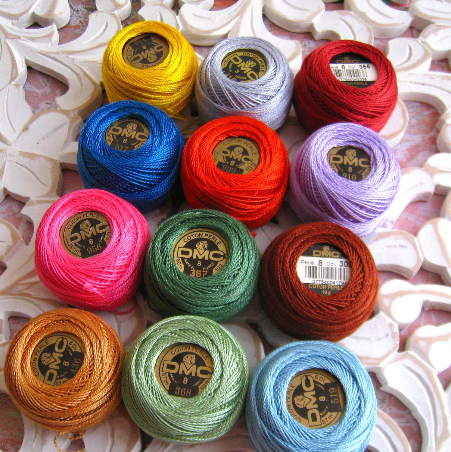 1 Dozen DMC Perle Threads - You CHOOSE the Color - Only SOLID Colors - Perle Cotton Thread Size 8 - for needlecraft, scrabooking - NAKPUNAR