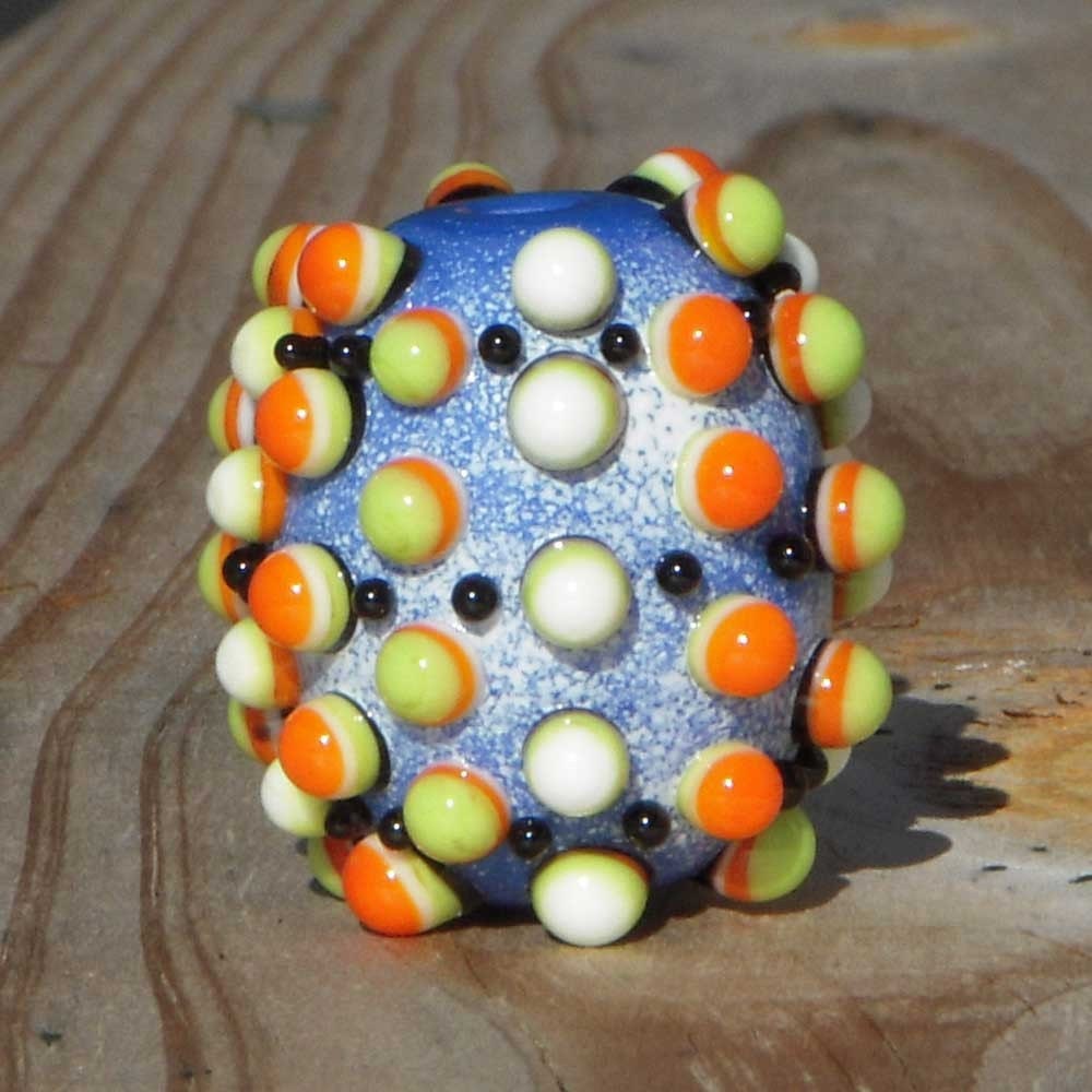 Handmade lampwork focal bead in bold colors, "Funkytown"