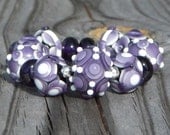 Lampwork glass beads, rounds, purple, "Violet"