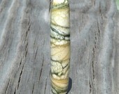 Lampwork focal bead, barrel, neutrals, ivory, "Veined"